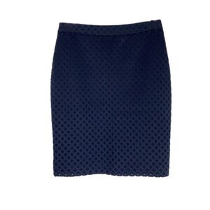 Banana Republic Navy Blue Diamond Laser Cut Mesh Lined Skirt